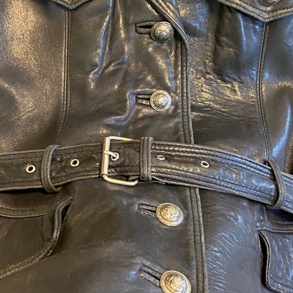 Vintage MLC Leather Belted Button-Down Jacket - Picture 8 of 16